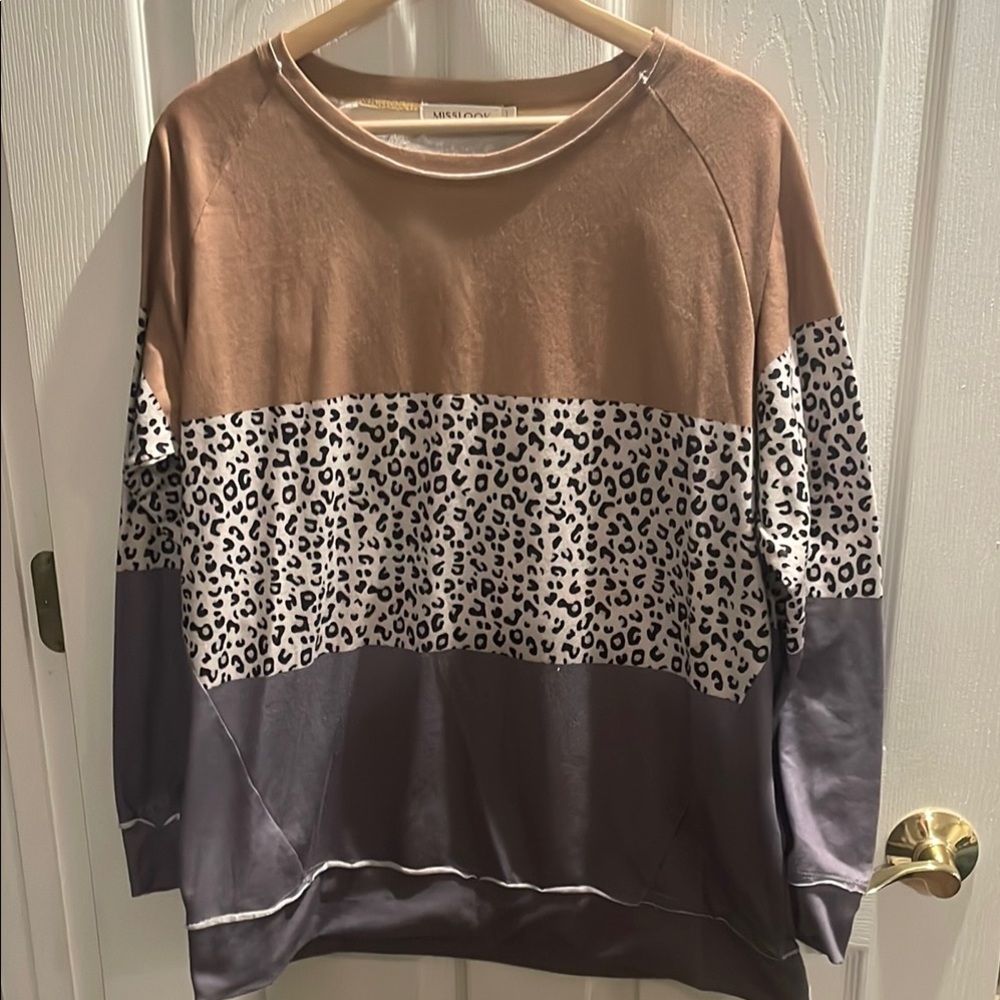 Colorblock Leopard Print Women's Sweater